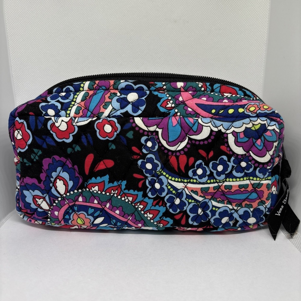 Vera Bradley Brush/Pencil Case Quilted Cosmetic Bag Haymarket Plaid